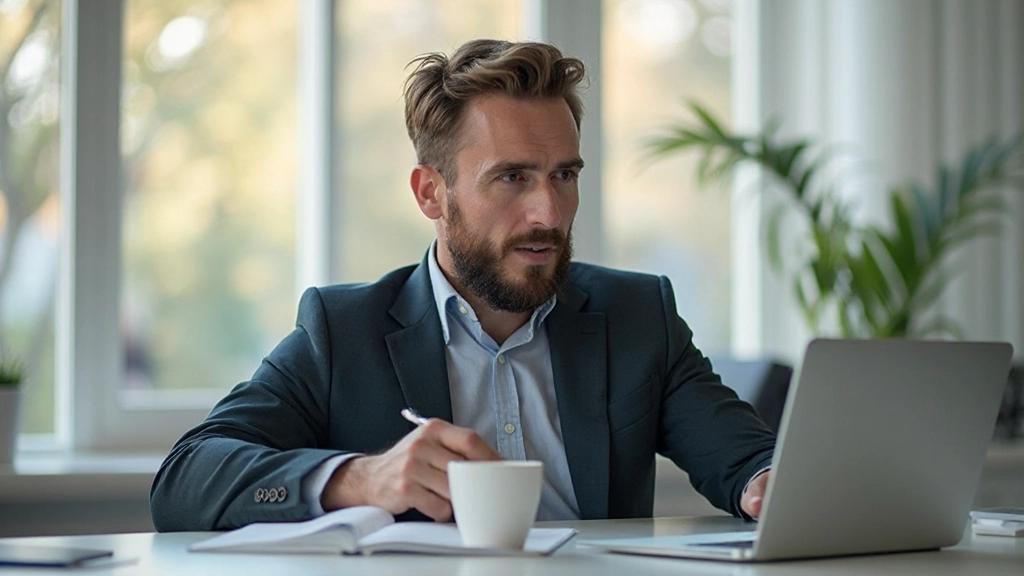 Afbeelding van iemand die een pauze neemt met koffie en rust op het kantoor