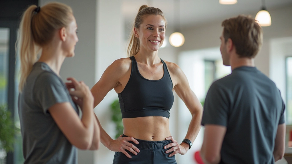 Trainer instructeert werknemers in bewegingsactiviteit voor energiebehoud, kantoor wellness ruimte