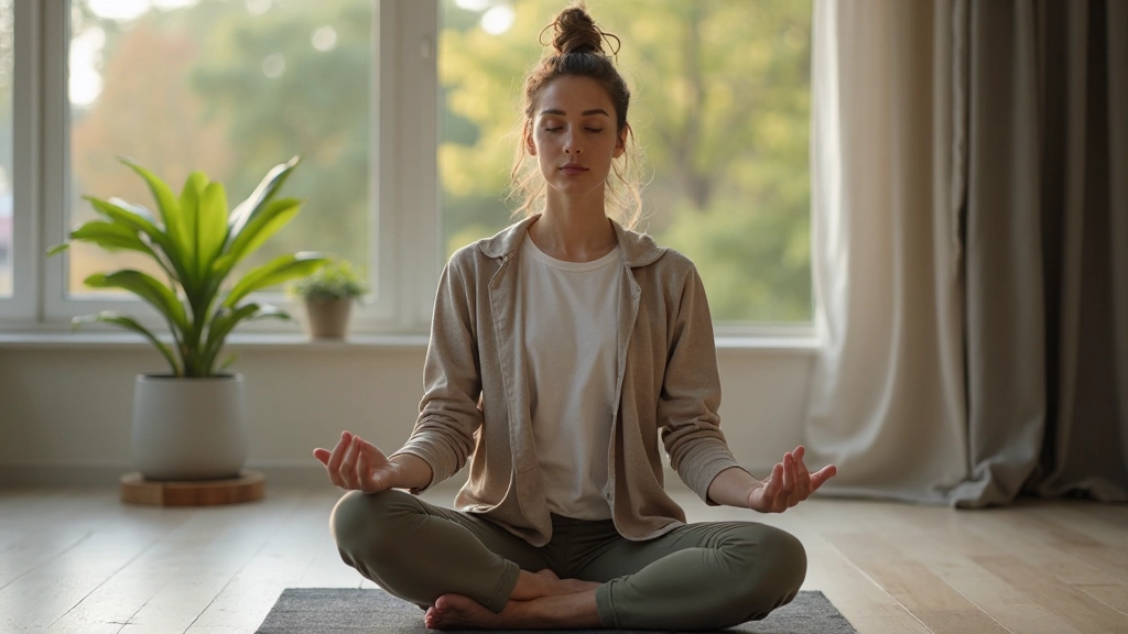 Foto van persoon die mediteert in rustige omgeving